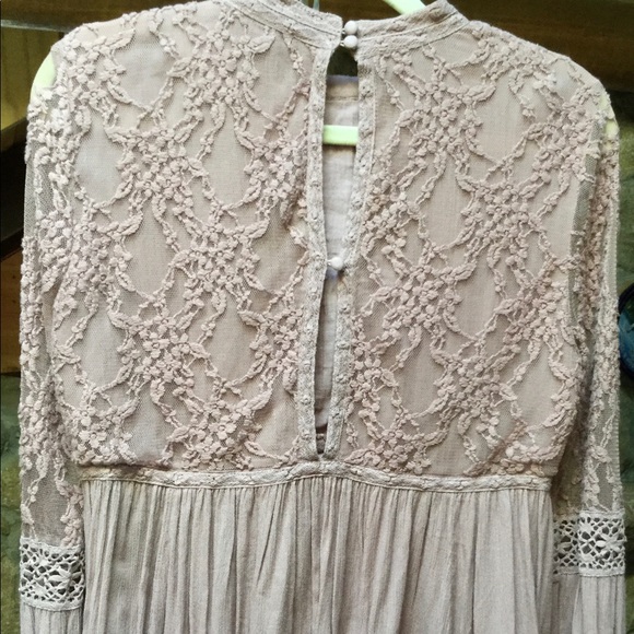 AEO Dusty Rose High Neck Lace Tunic M - Picture 2 of 6